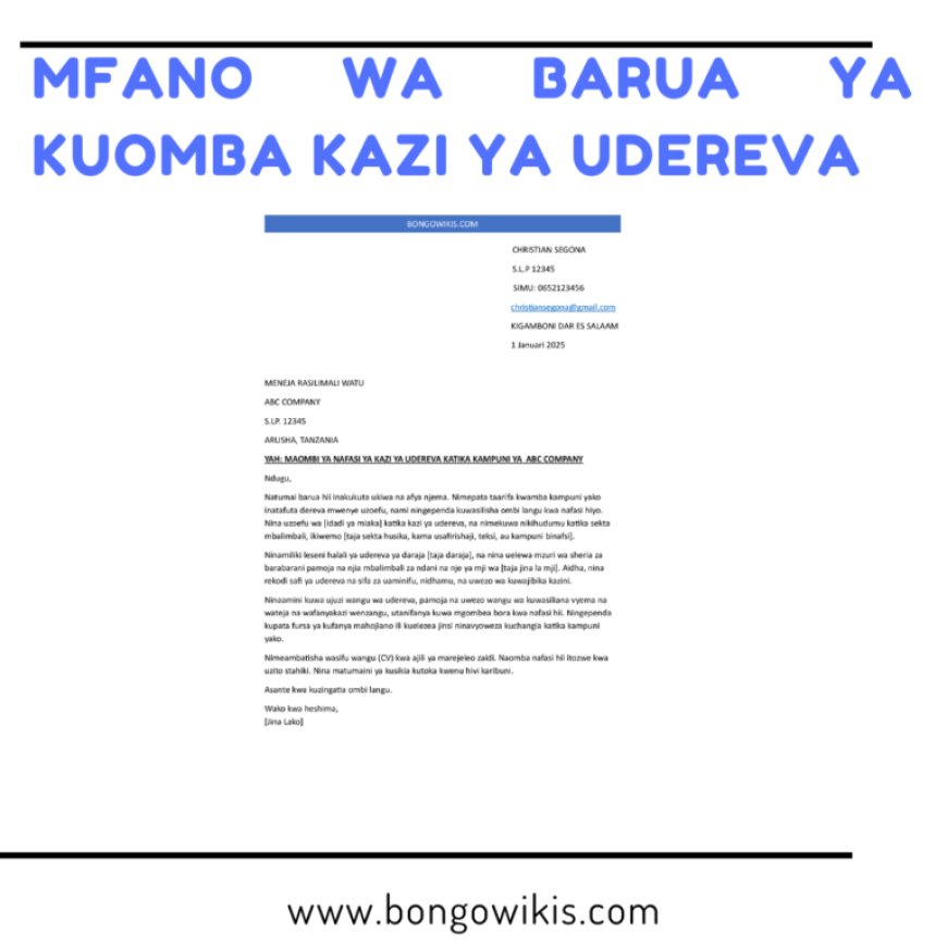 Mfano wa Barua ya Kuomba Kazi ya Udereva