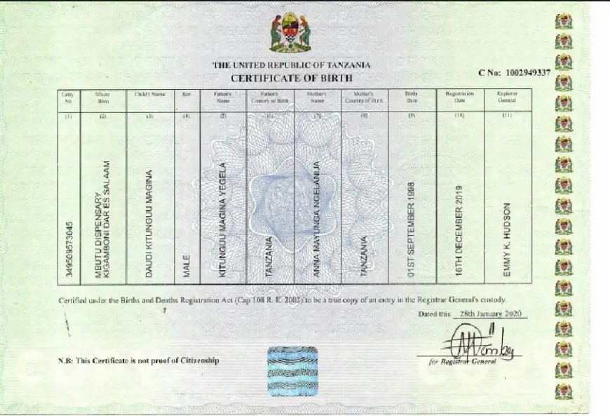 Jinsi ya Kupata Cheti cha Kuzaliwa kwa Mtu Mzima nchini Tanzania